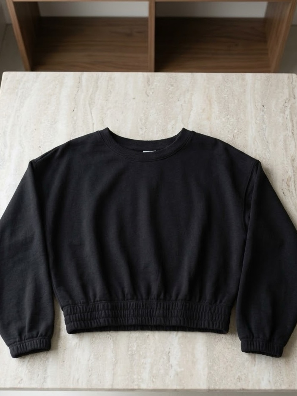 Zella Black Cropped Crewneck Pullover